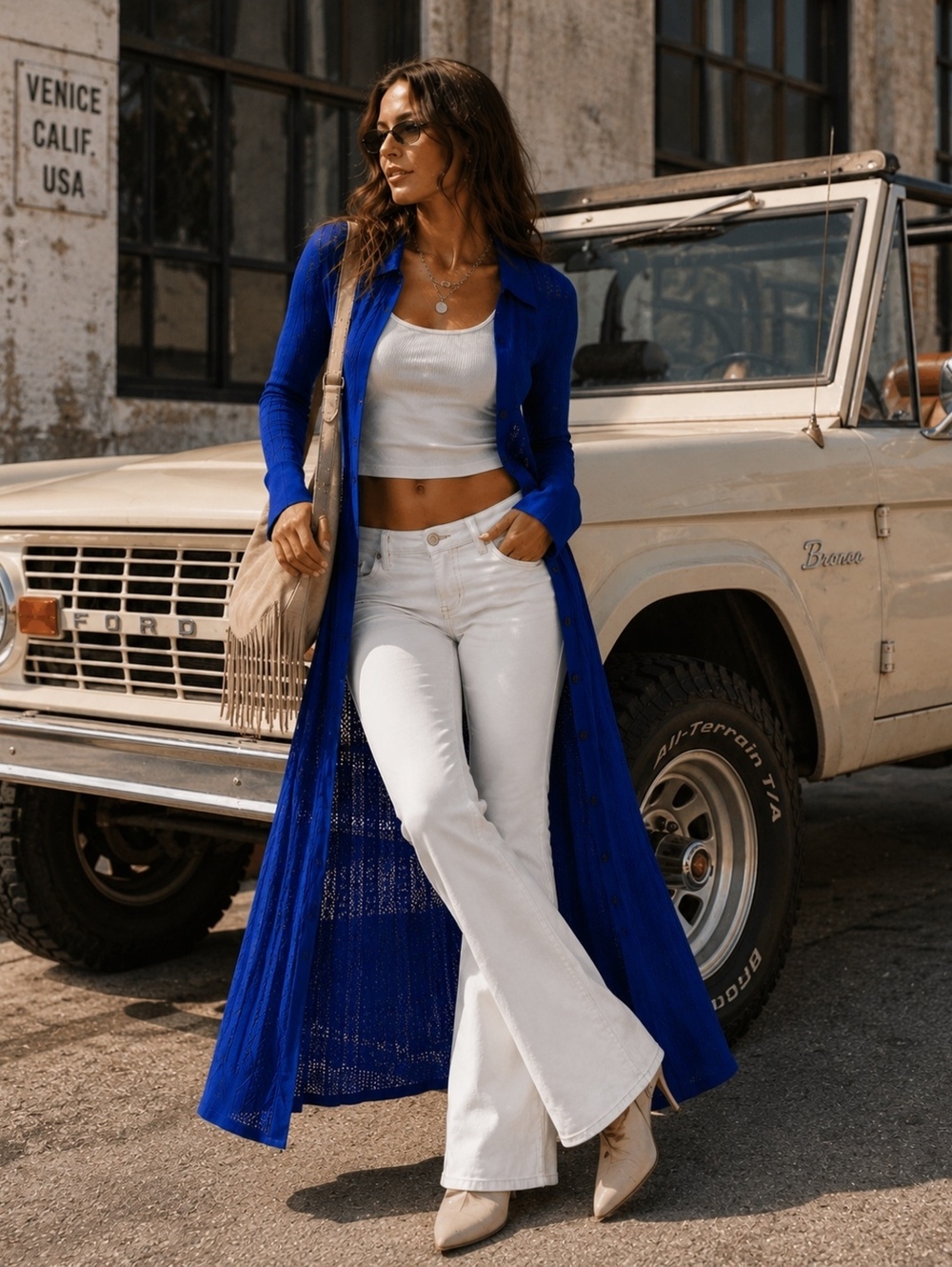 NWOT RARE A.L.C Cobalt Knit Maxi Duster Dress Cardigan Luxury Cover Up XS S $595 - Picture 3 of 11